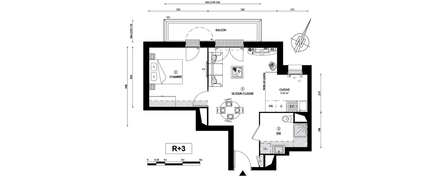 Appartement T2 de 40,50 m2 &agrave; Villeneuve-Le-Roi Centre