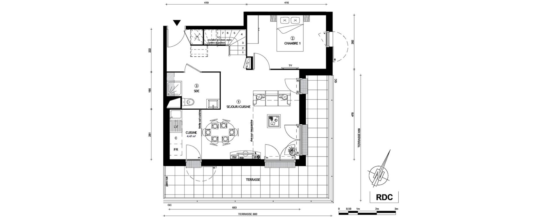 Appartement T3 de 53,30 m2 &agrave; Villeneuve-Le-Roi Centre