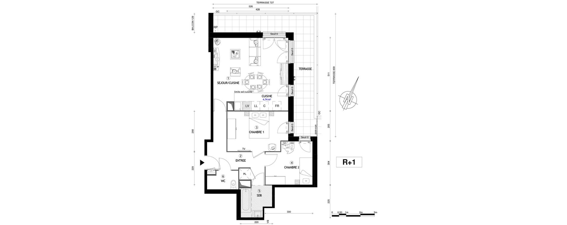 Appartement T3 de 43,80 m2 &agrave; Villeneuve-Le-Roi Centre