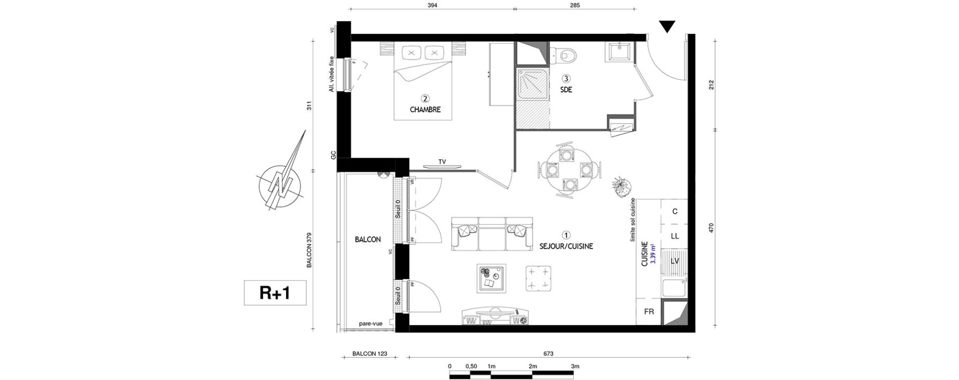 Appartement T2 de 48,60 m2 &agrave; Villeneuve-Le-Roi Centre