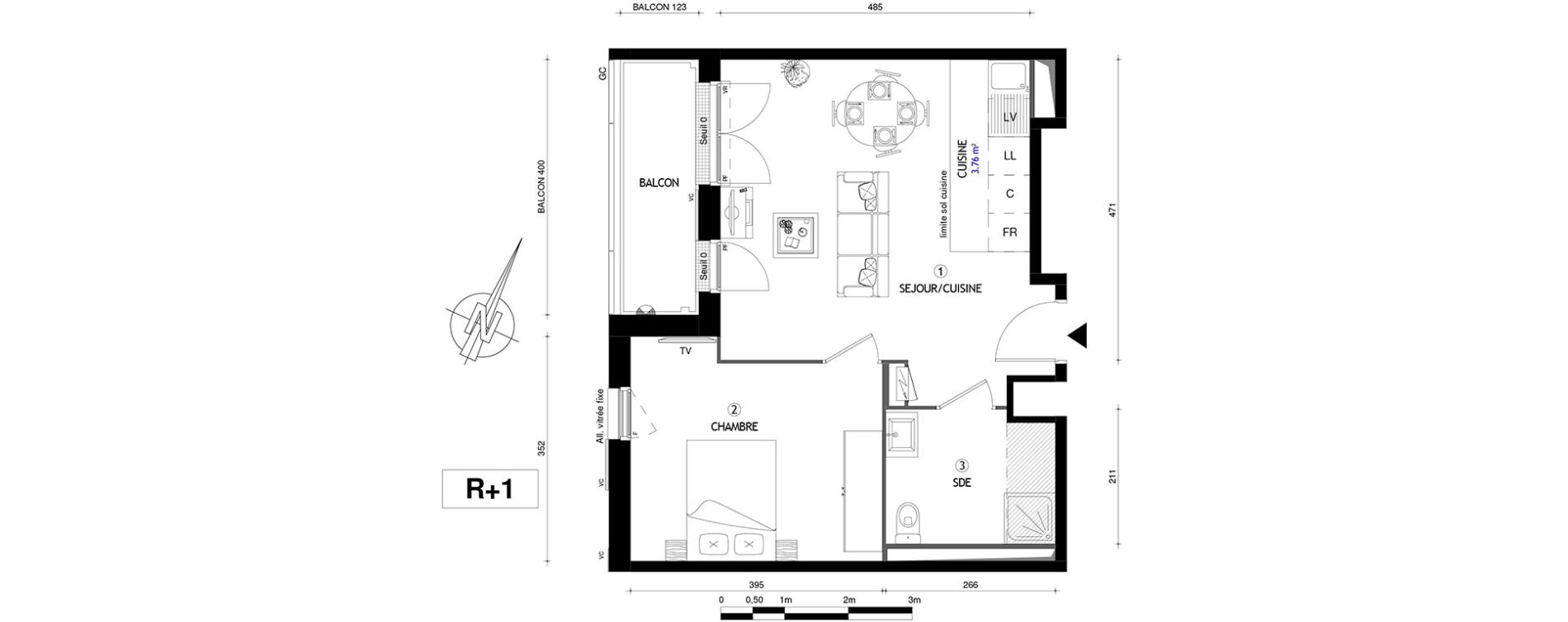Appartement T2 de 42,90 m2 &agrave; Villeneuve-Le-Roi Centre