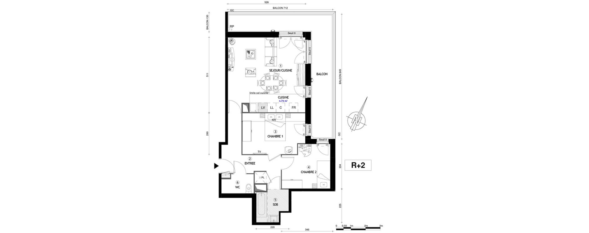 Appartement T3 de 63,80 m2 &agrave; Villeneuve-Le-Roi Centre