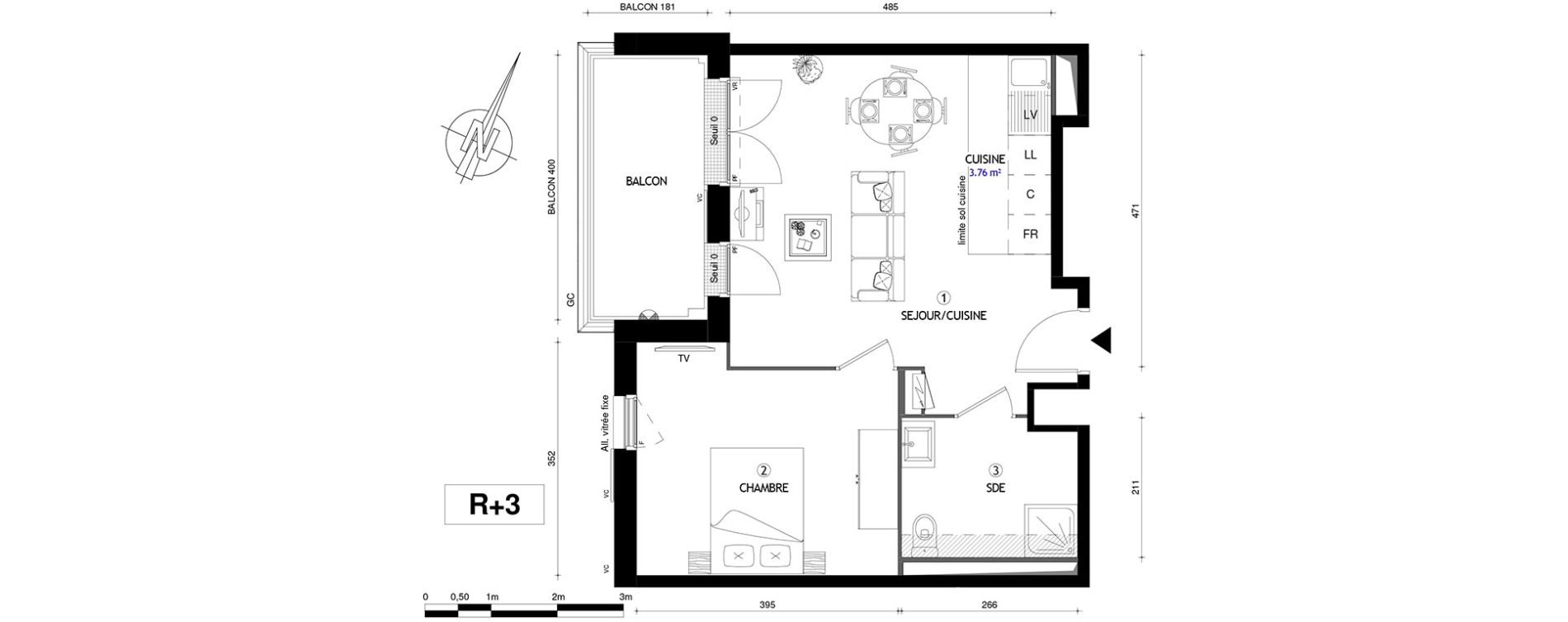 Appartement T2 de 42,90 m2 &agrave; Villeneuve-Le-Roi Centre