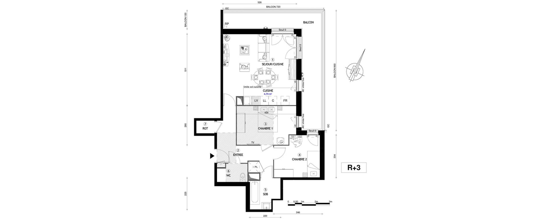 Appartement T3 de 65,50 m2 &agrave; Villeneuve-Le-Roi Centre