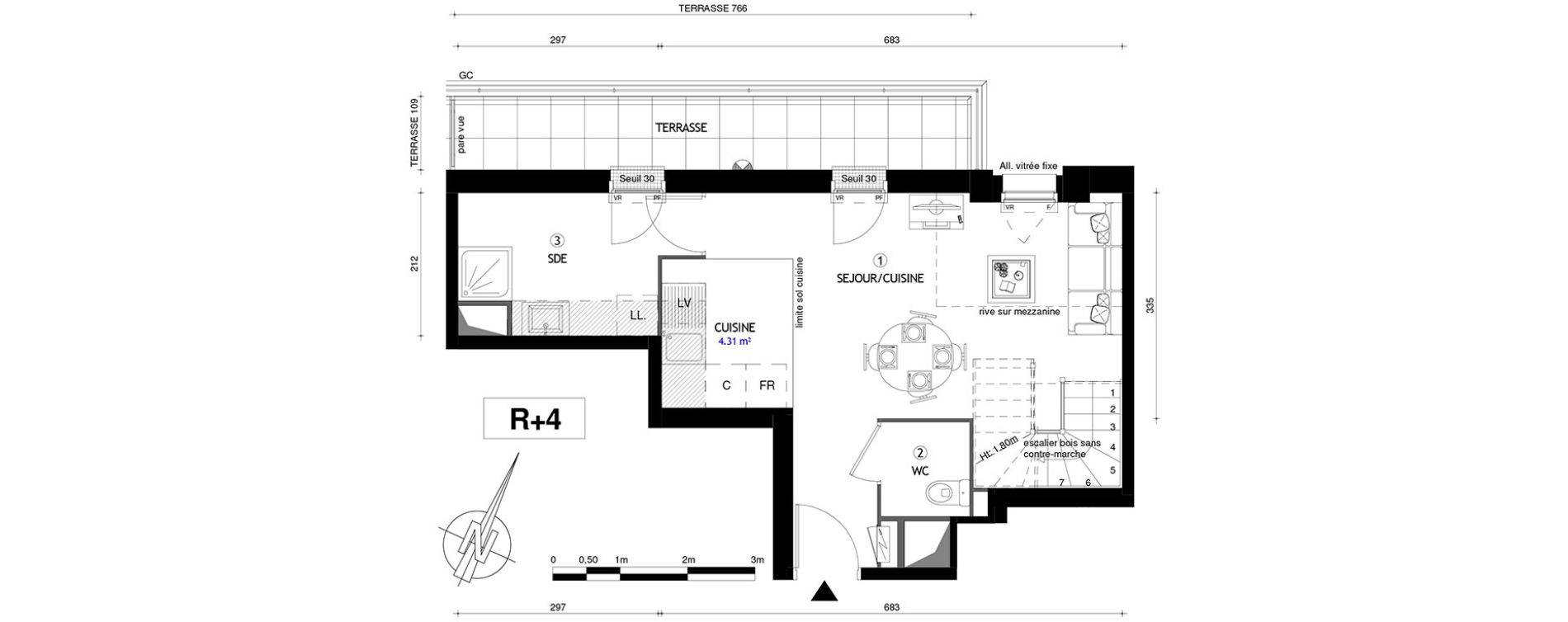 Duplex T3 de 70,50 m2 &agrave; Villeneuve-Le-Roi Centre