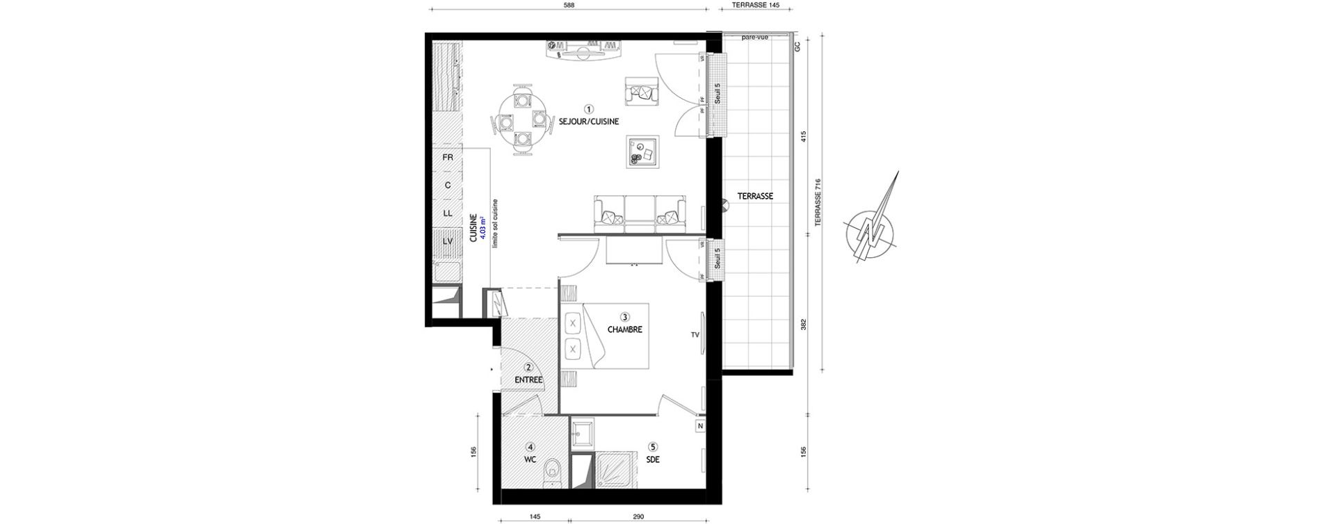 Appartement T2 de 49,70 m2 &agrave; Villeneuve-Le-Roi Centre