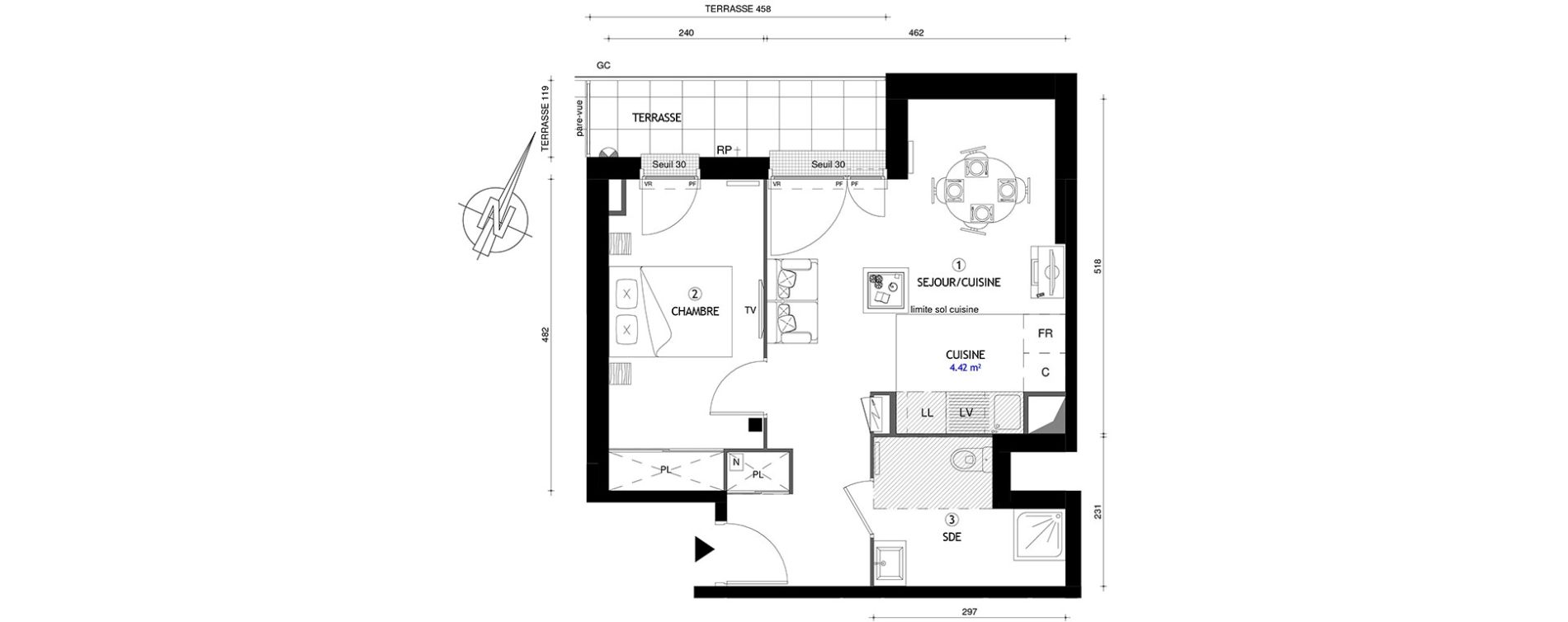 Appartement T2 de 41,80 m2 &agrave; Villeneuve-Le-Roi Centre