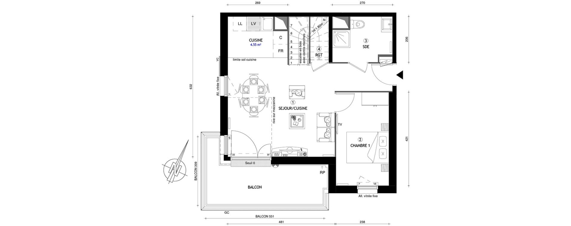 Appartement T4 de 83,30 m2 &agrave; Villeneuve-Le-Roi Centre