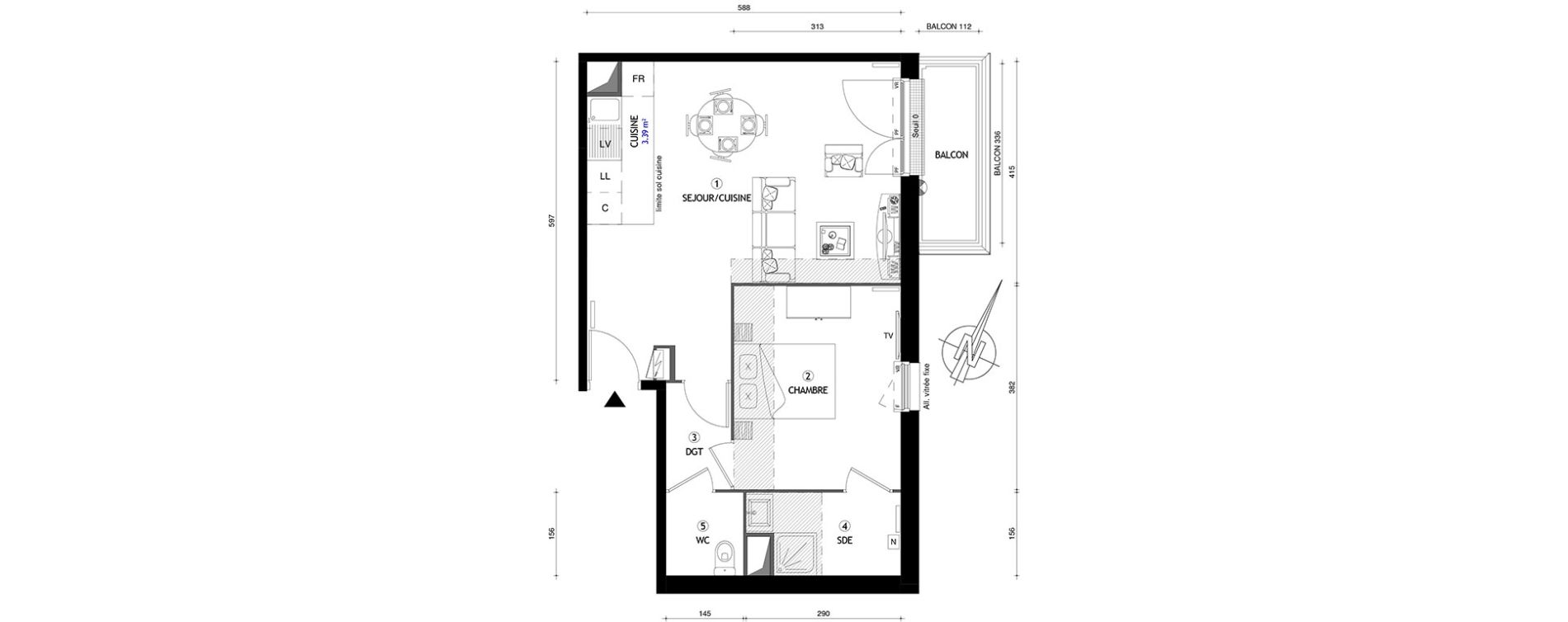 Appartement T3 de 49,40 m2 &agrave; Villeneuve-Le-Roi Centre
