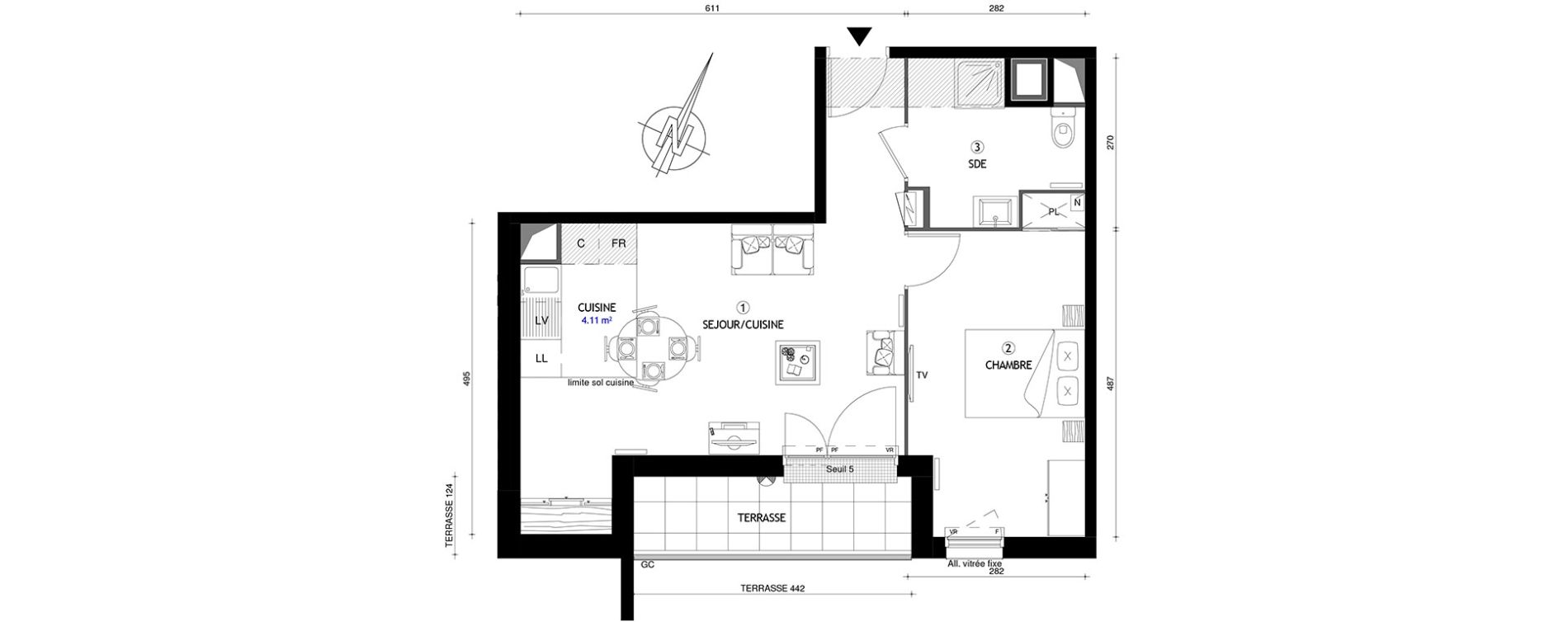 Appartement T2 de 46,90 m2 &agrave; Villeneuve-Le-Roi Centre