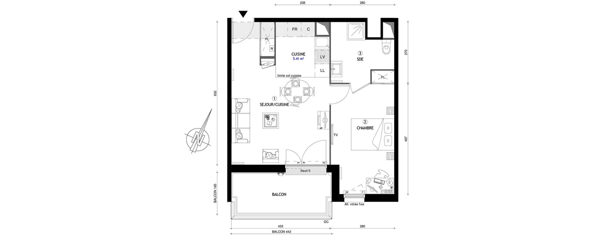 Appartement T2 de 46,20 m2 &agrave; Villeneuve-Le-Roi Centre