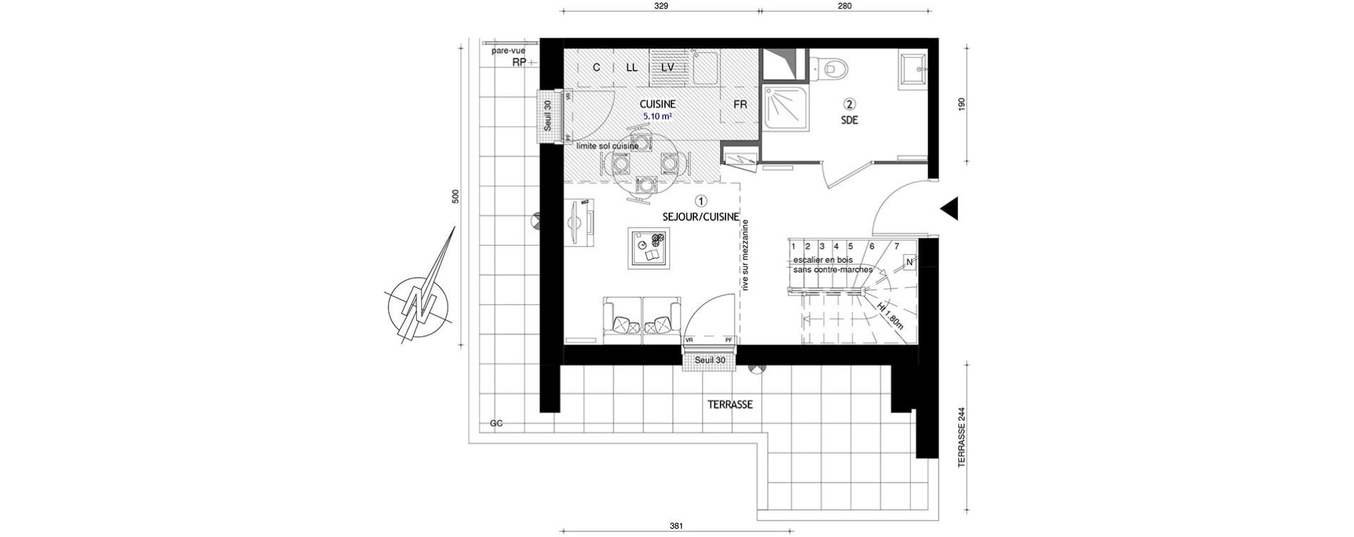 Appartement T2 de 40,10 m2 &agrave; Villeneuve-Le-Roi Centre