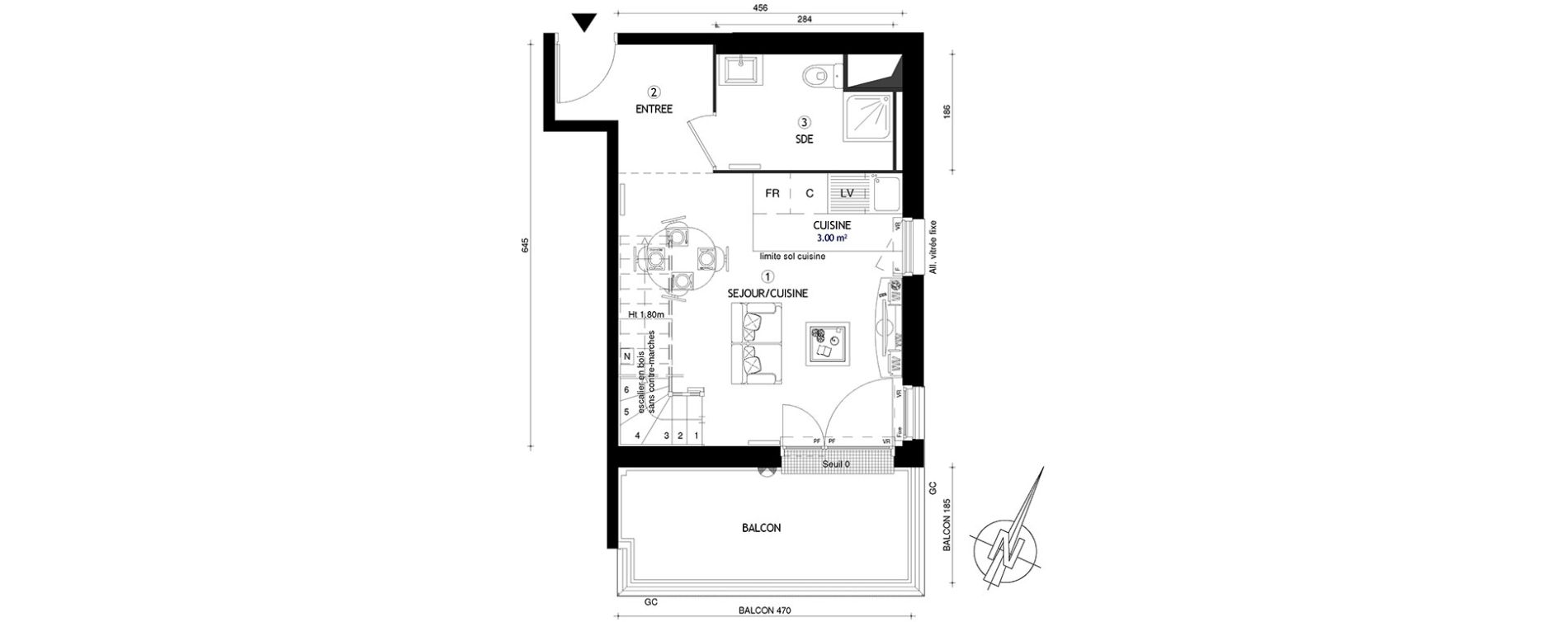 Duplex T3 de 59,10 m2 &agrave; Villeneuve-Le-Roi Centre