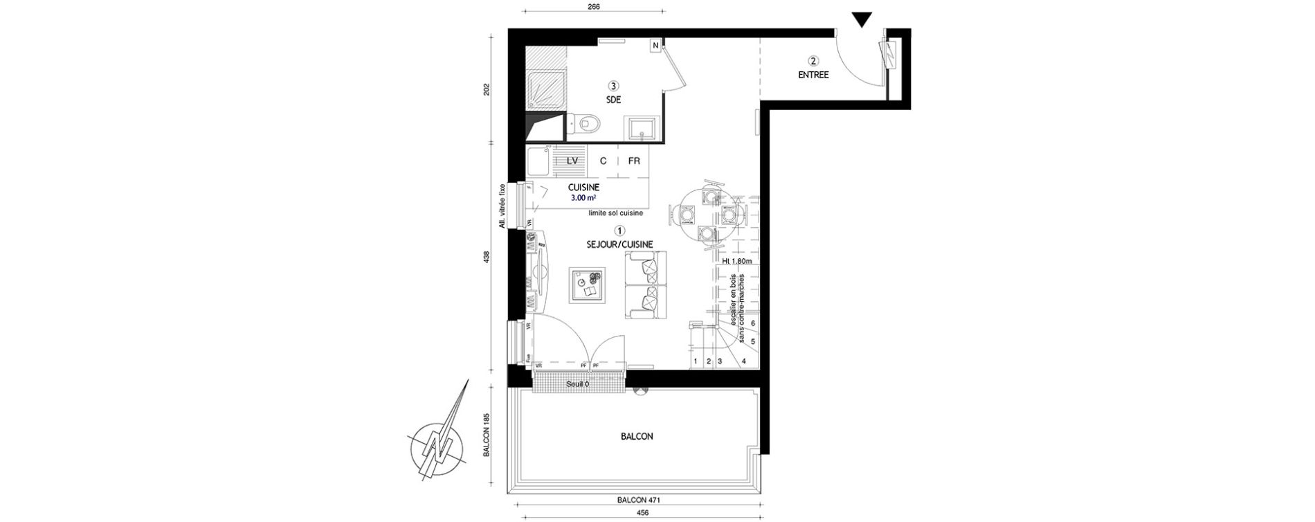 Duplex T3 de 61,60 m2 &agrave; Villeneuve-Le-Roi Centre