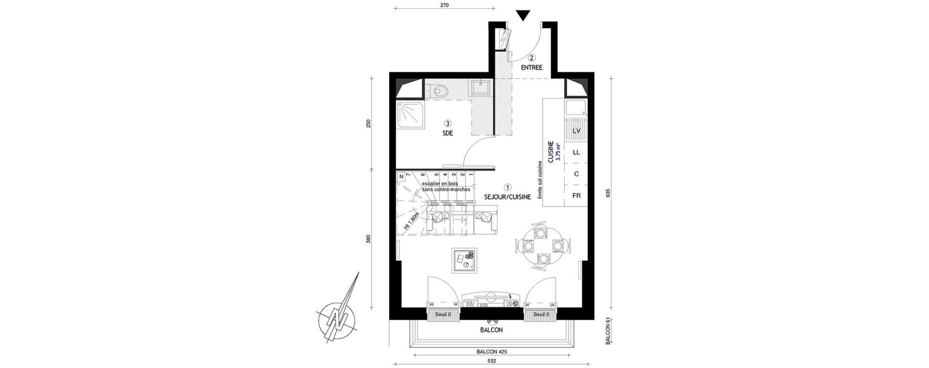Duplex T2 de 52,10 m2 &agrave; Villeneuve-Le-Roi Centre
