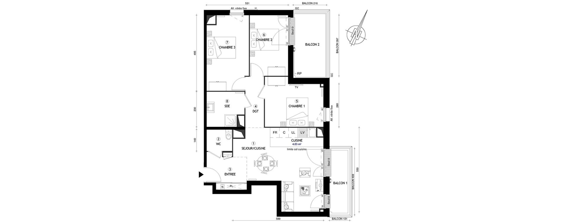 Appartement T4 de 75,50 m2 &agrave; Villeneuve-Le-Roi Centre