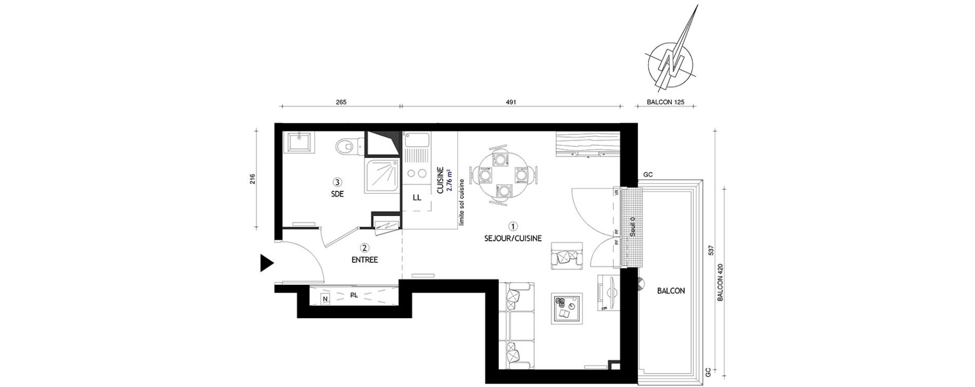 Appartement T1 de 31,30 m2 &agrave; Villeneuve-Le-Roi Centre