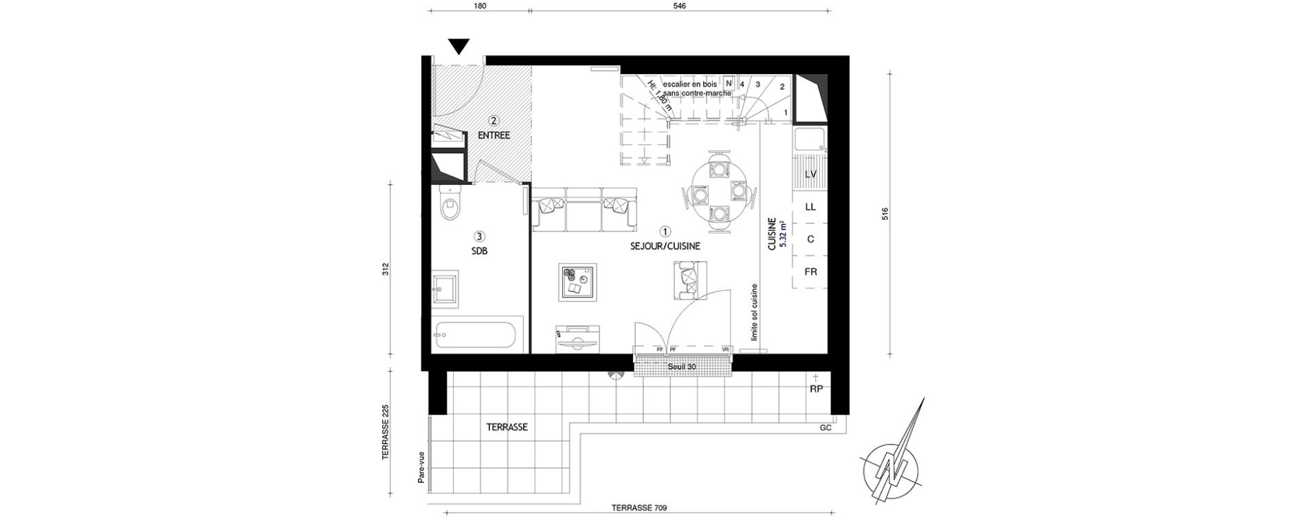Duplex T3 de 59,10 m2 &agrave; Villeneuve-Le-Roi Centre