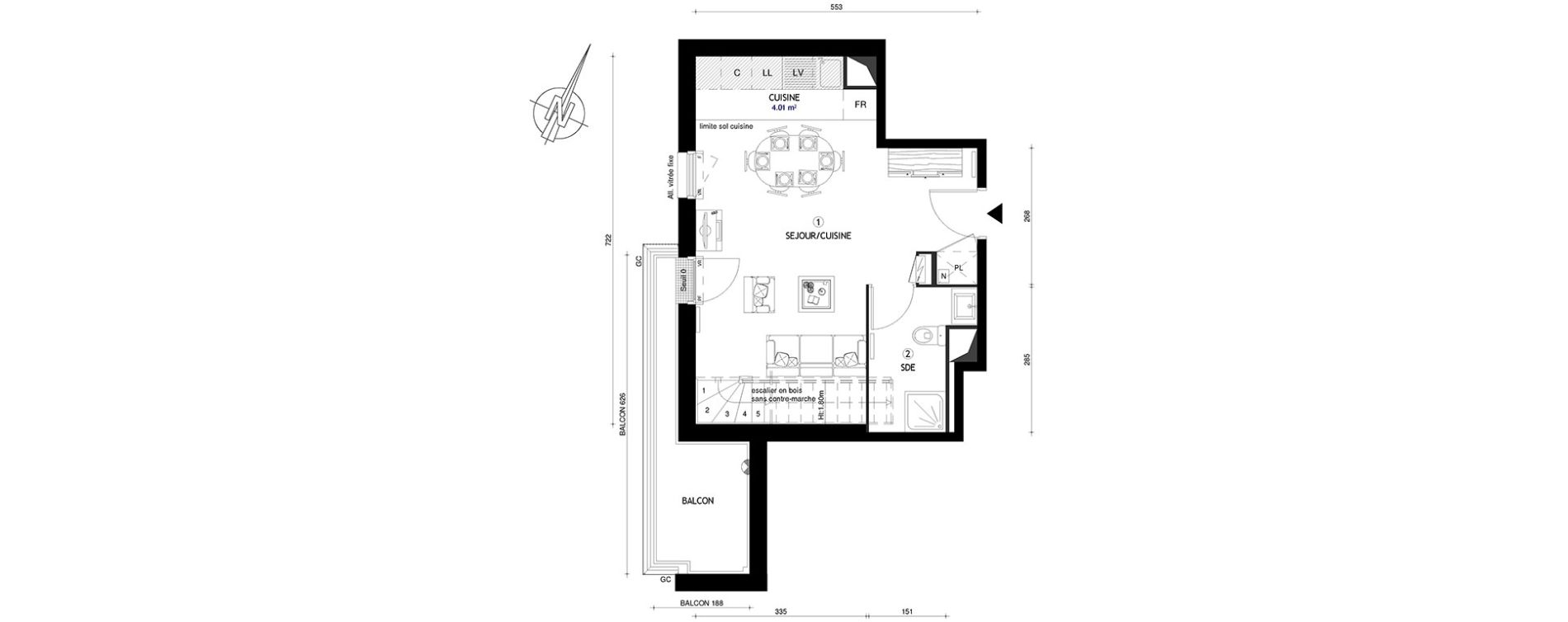 Duplex T3 de 62,90 m2 &agrave; Villeneuve-Le-Roi Centre
