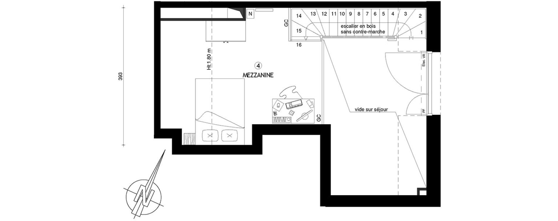 Duplex T1 de 39,00 m2 &agrave; Villeneuve-Le-Roi Centre