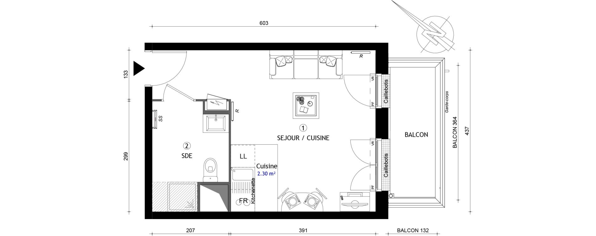 Appartement T1 de 25,20 m2 &agrave; Villeneuve-Saint-Georges Gare