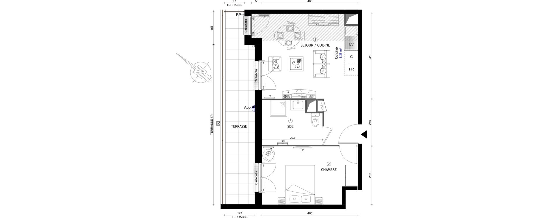 Appartement T2 de 41,20 m2 &agrave; Villeneuve-Saint-Georges Gare