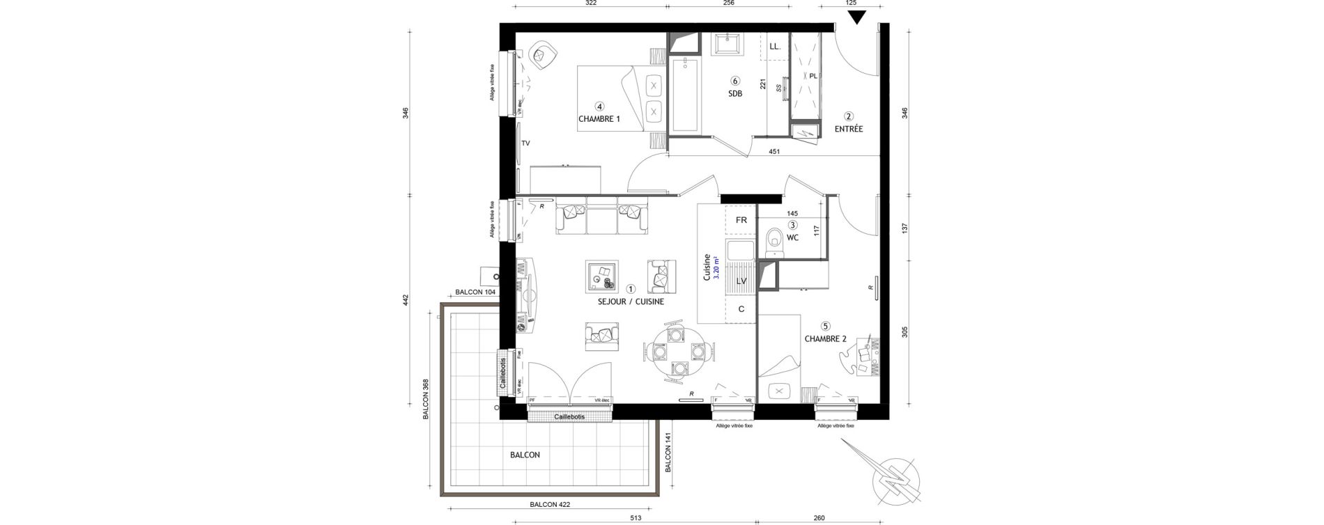 Appartement T3 de 59,50 m2 &agrave; Villeneuve-Saint-Georges Gare