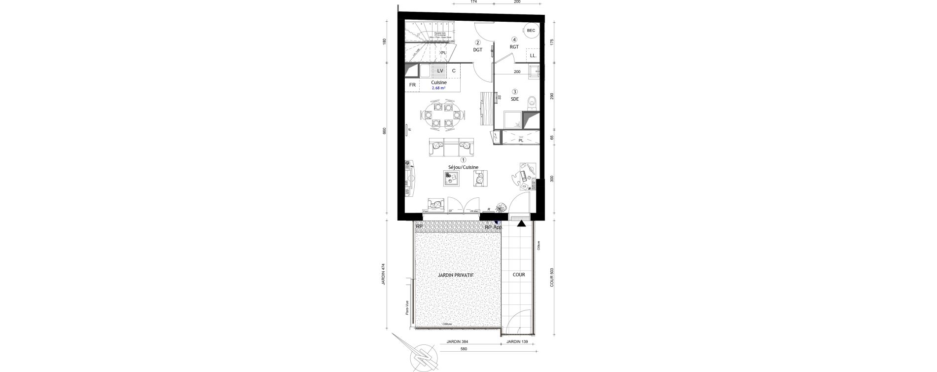 Duplex T4 de 90,70 m2 &agrave; Villeneuve-Saint-Georges Gare