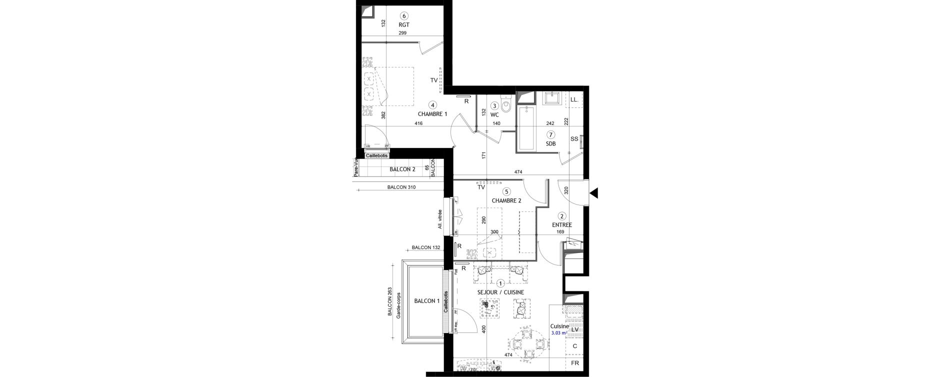 Appartement T3 de 60,83 m2 &agrave; Villeneuve-Saint-Georges Gare