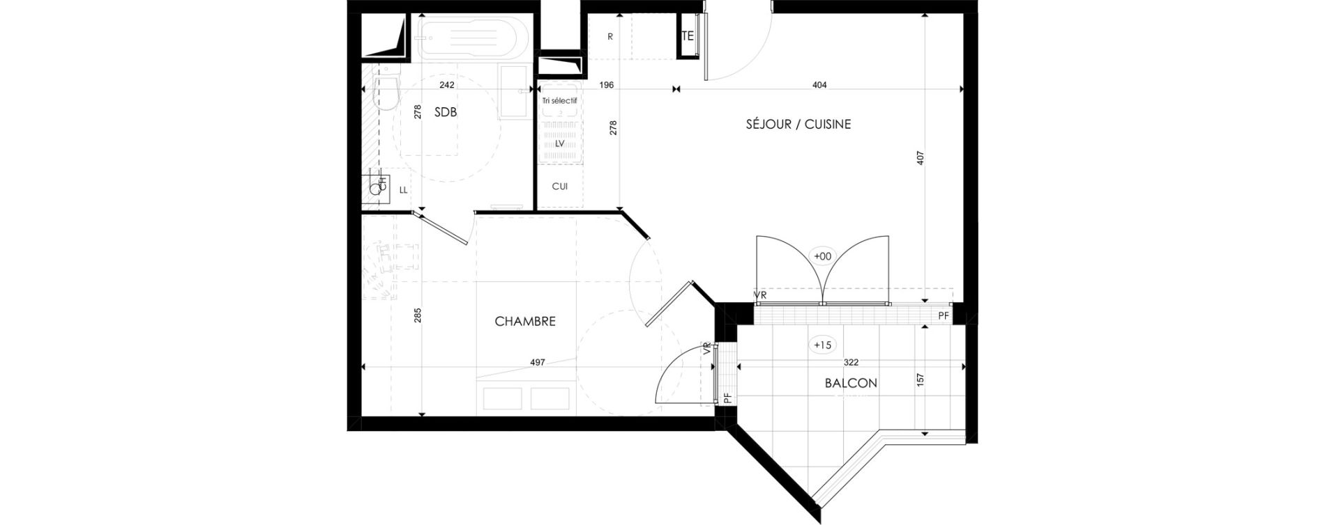 Appartement T2 de 40,72 m2 &agrave; Villeneuve-Saint-Georges Triage