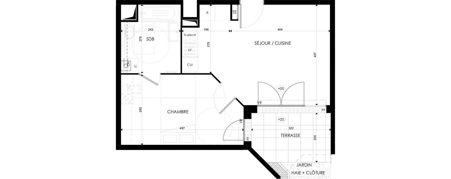 Appartement T2 de 40,72 m2 &agrave; Villeneuve-Saint-Georges Triage