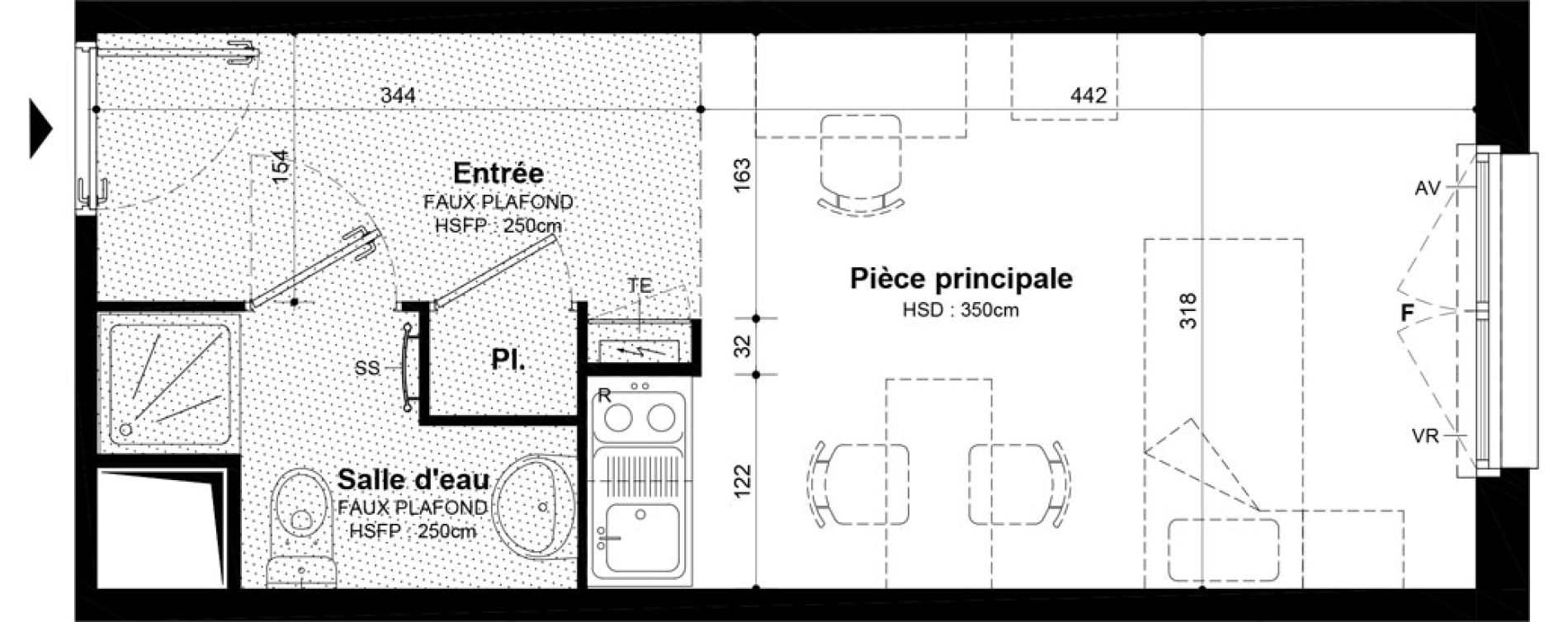 Studio meubl&eacute; de 23,98 m2 &agrave; Villeneuve-Saint-Georges Ch&acirc;teau de bellevue