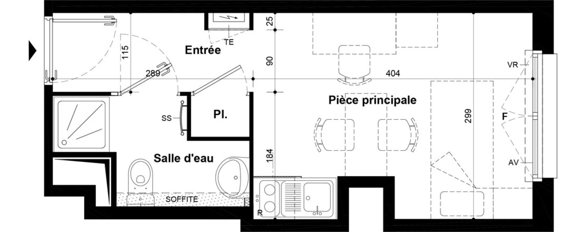 Studio meubl&eacute; de 18,57 m2 &agrave; Villeneuve-Saint-Georges Ch&acirc;teau de bellevue