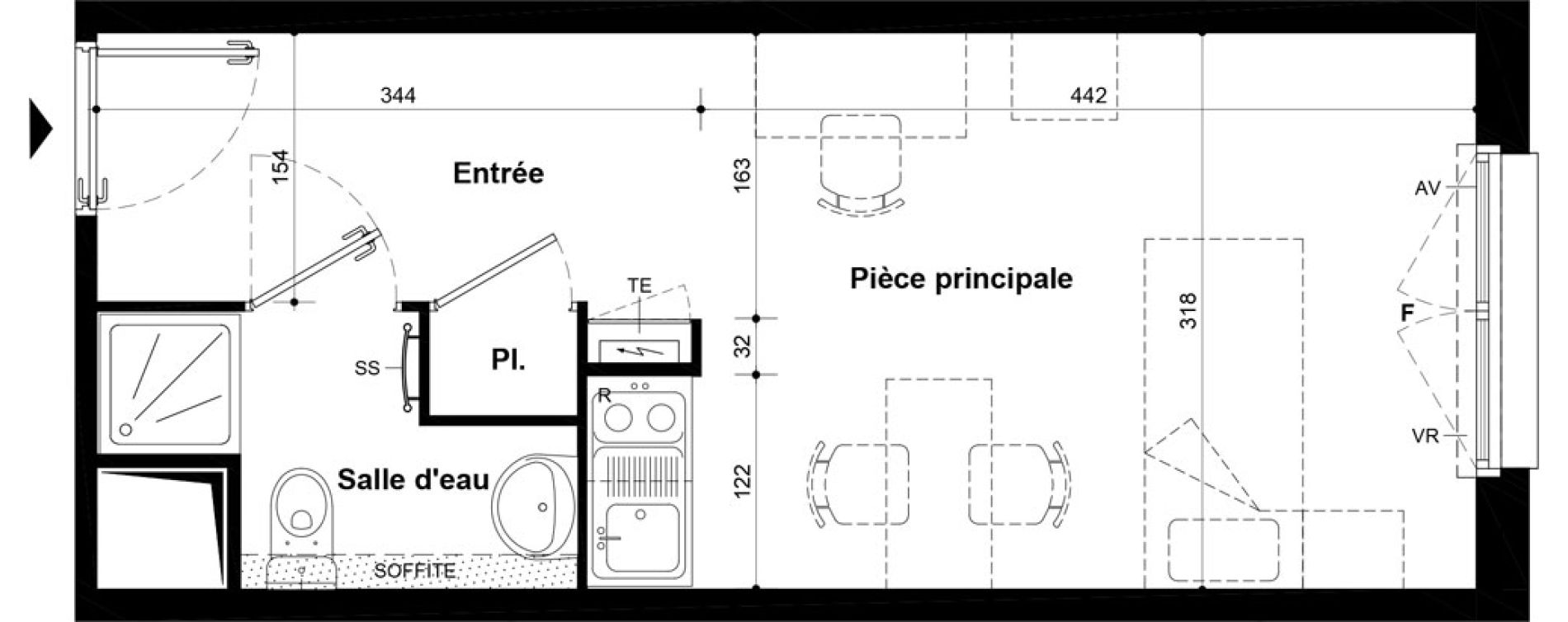 Studio meubl&eacute; de 23,98 m2 &agrave; Villeneuve-Saint-Georges Ch&acirc;teau de bellevue