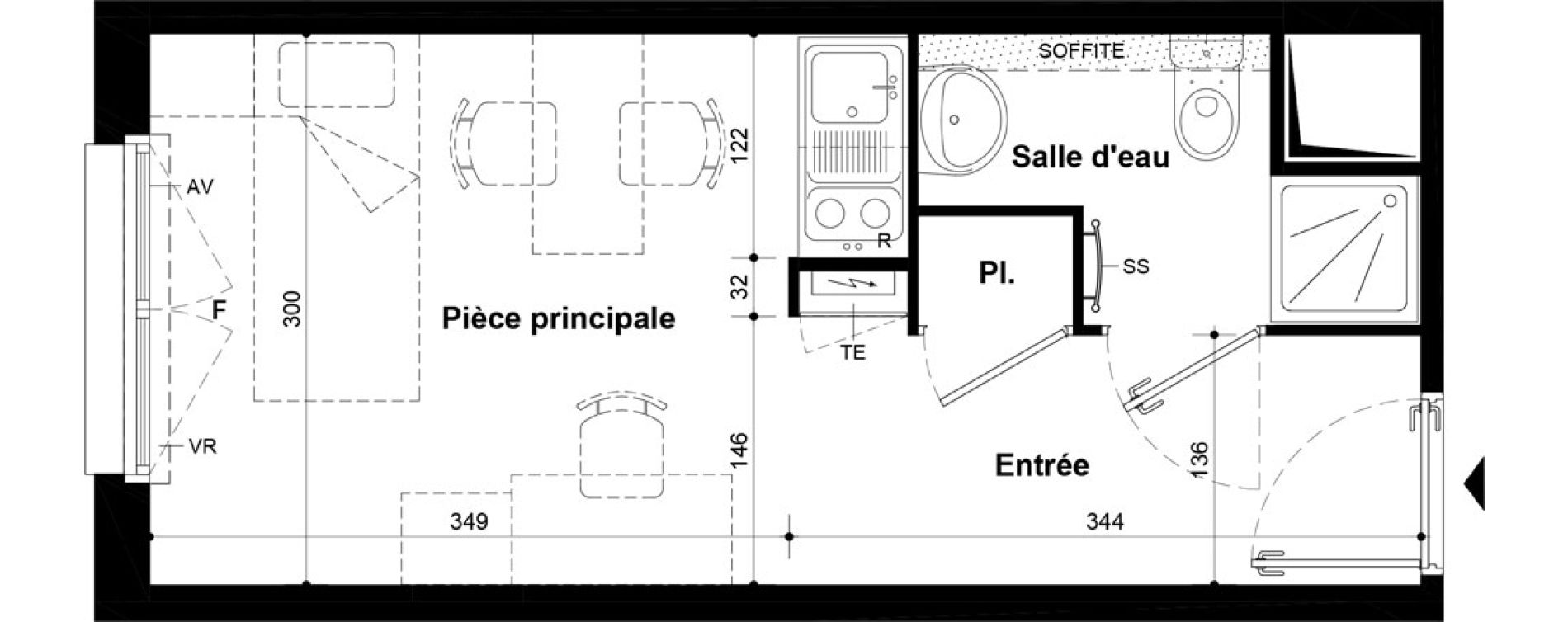 Studio meubl&eacute; de 19,75 m2 &agrave; Villeneuve-Saint-Georges Ch&acirc;teau de bellevue