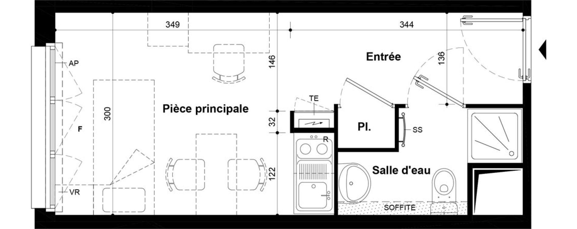 Studio meubl&eacute; de 19,75 m2 &agrave; Villeneuve-Saint-Georges Ch&acirc;teau de bellevue