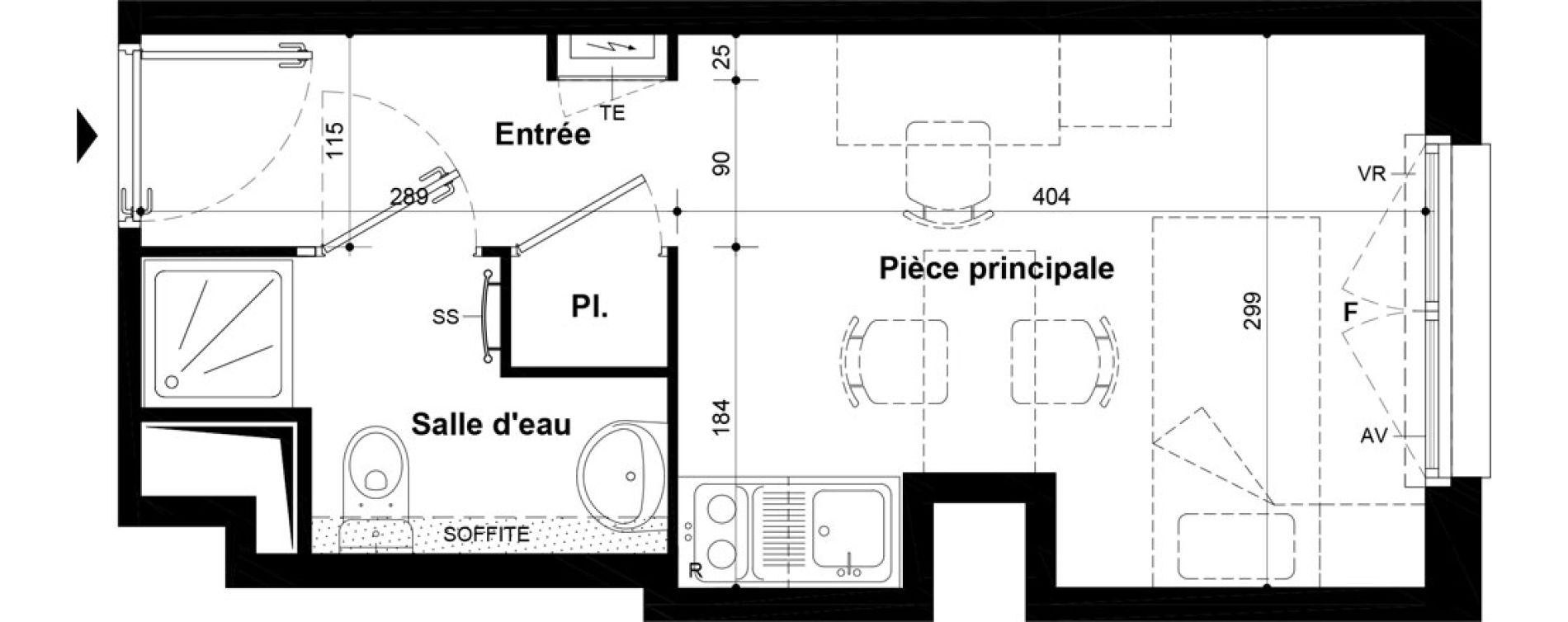 Studio meubl&eacute; de 18,57 m2 &agrave; Villeneuve-Saint-Georges Ch&acirc;teau de bellevue