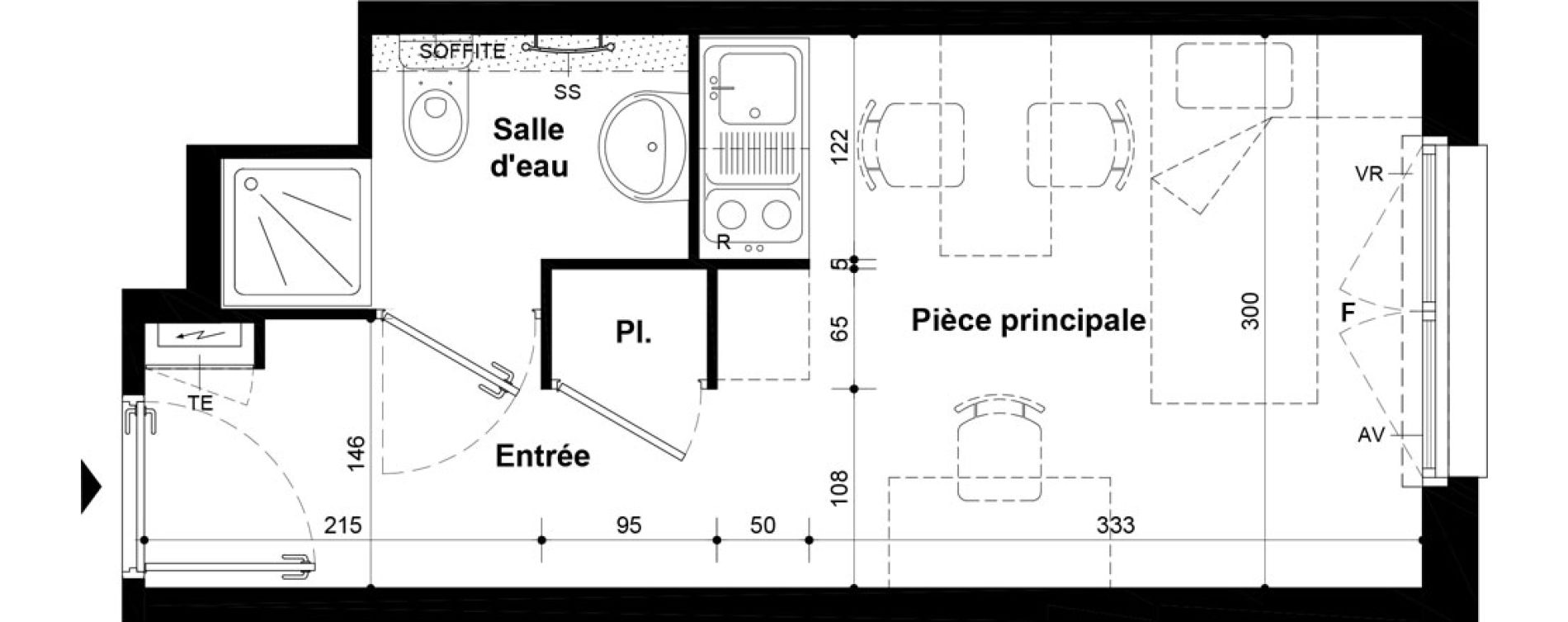 Studio meubl&eacute; de 19,20 m2 &agrave; Villeneuve-Saint-Georges Ch&acirc;teau de bellevue