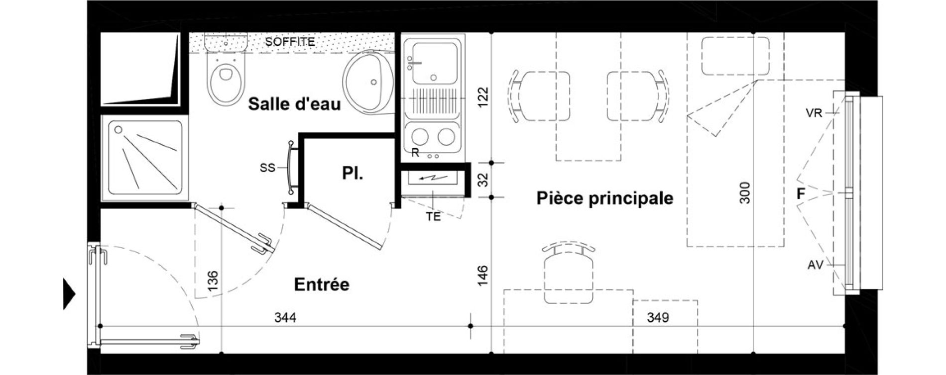 Studio meubl&eacute; de 19,75 m2 &agrave; Villeneuve-Saint-Georges Ch&acirc;teau de bellevue