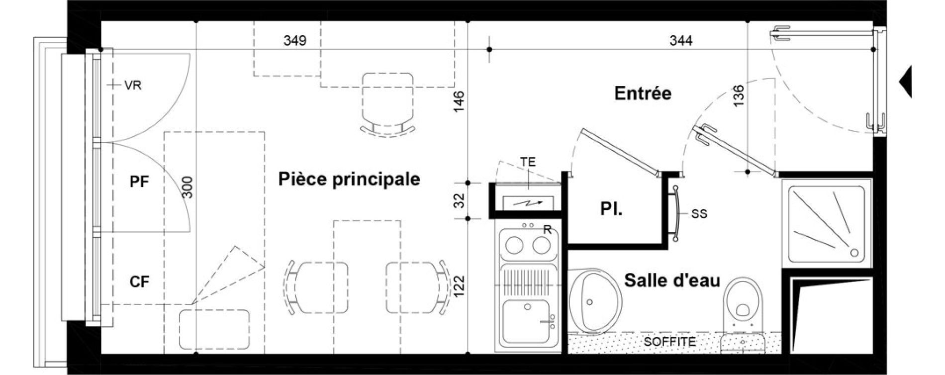 Studio meubl&eacute; de 19,75 m2 &agrave; Villeneuve-Saint-Georges Ch&acirc;teau de bellevue