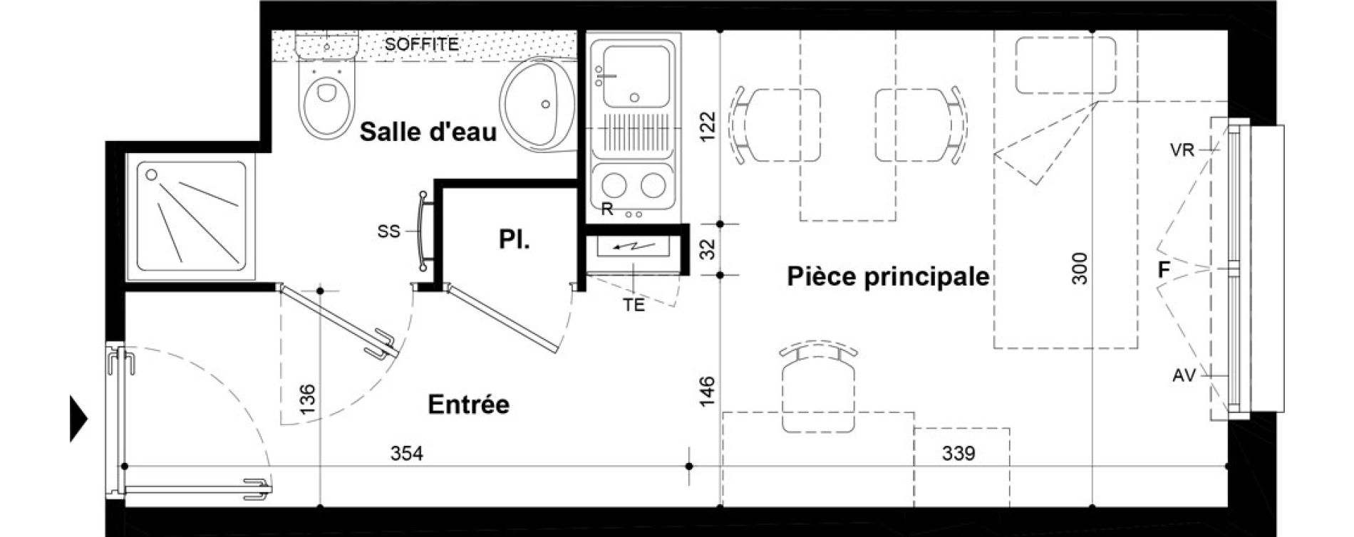 Studio meubl&eacute; de 19,67 m2 &agrave; Villeneuve-Saint-Georges Ch&acirc;teau de bellevue