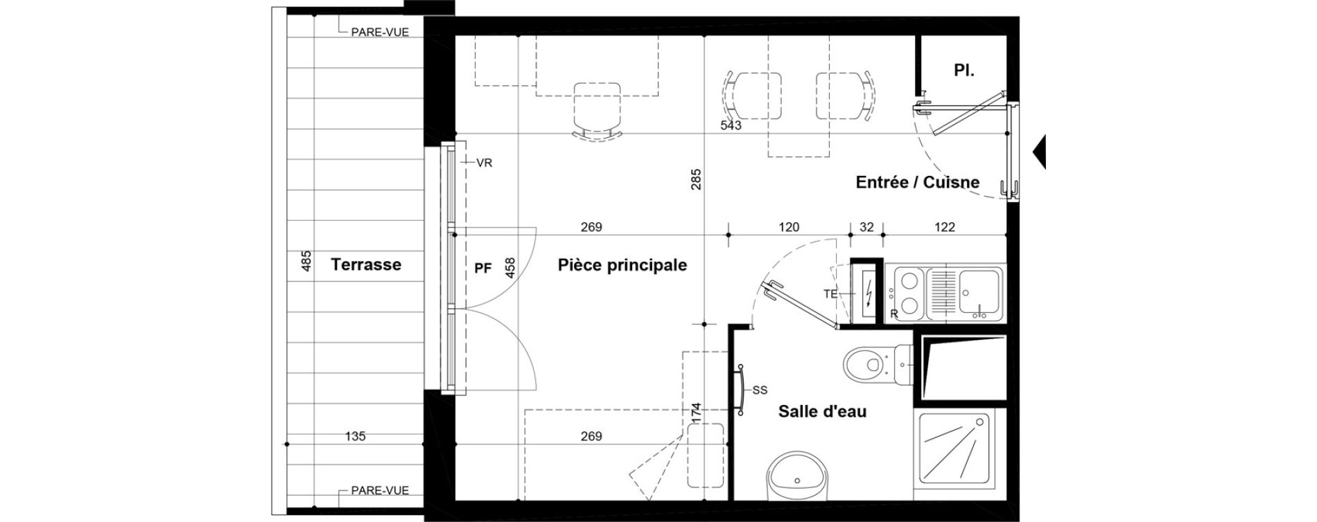 Studio meubl&eacute; de 23,79 m2 &agrave; Villeneuve-Saint-Georges Ch&acirc;teau de bellevue