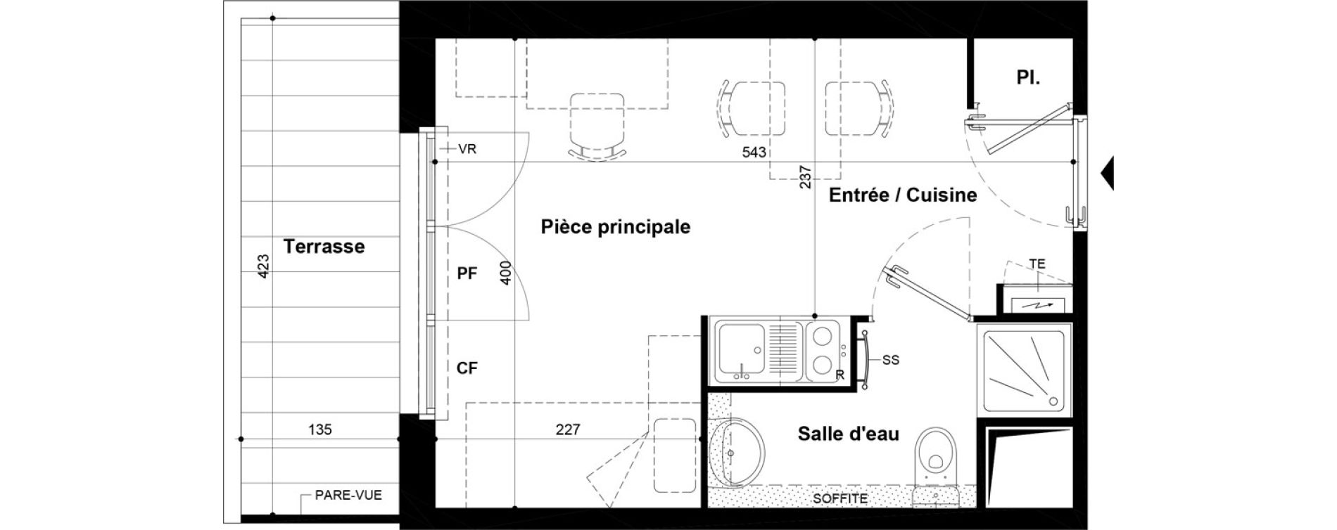 Studio meubl&eacute; de 20,69 m2 &agrave; Villeneuve-Saint-Georges Ch&acirc;teau de bellevue