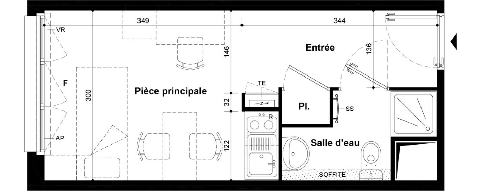 Studio meubl&eacute; de 19,75 m2 &agrave; Villeneuve-Saint-Georges Ch&acirc;teau de bellevue