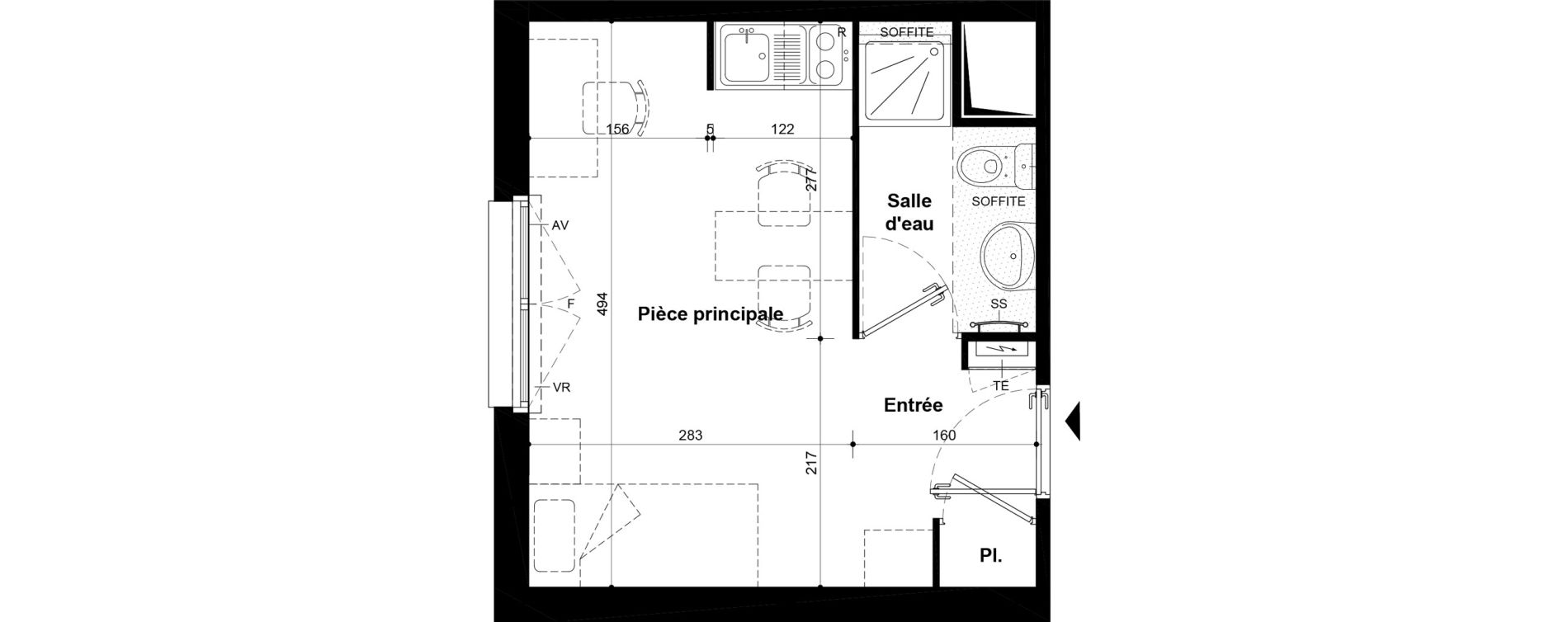 Studio meubl&eacute; de 20,84 m2 &agrave; Villeneuve-Saint-Georges Ch&acirc;teau de bellevue