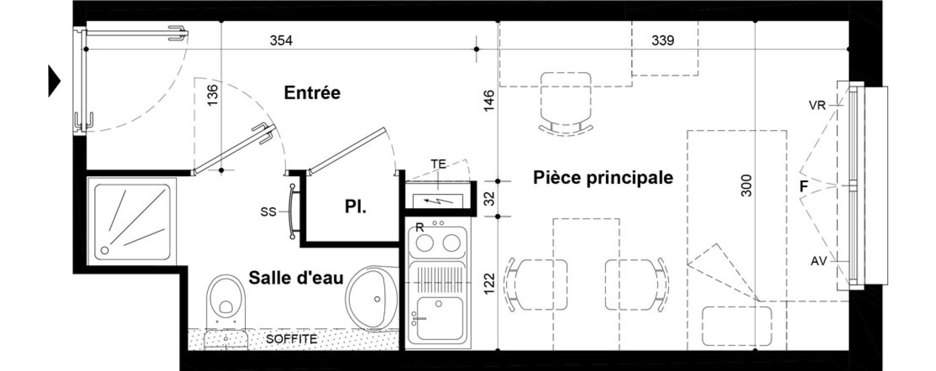 Studio meubl&eacute; de 19,67 m2 &agrave; Villeneuve-Saint-Georges Ch&acirc;teau de bellevue