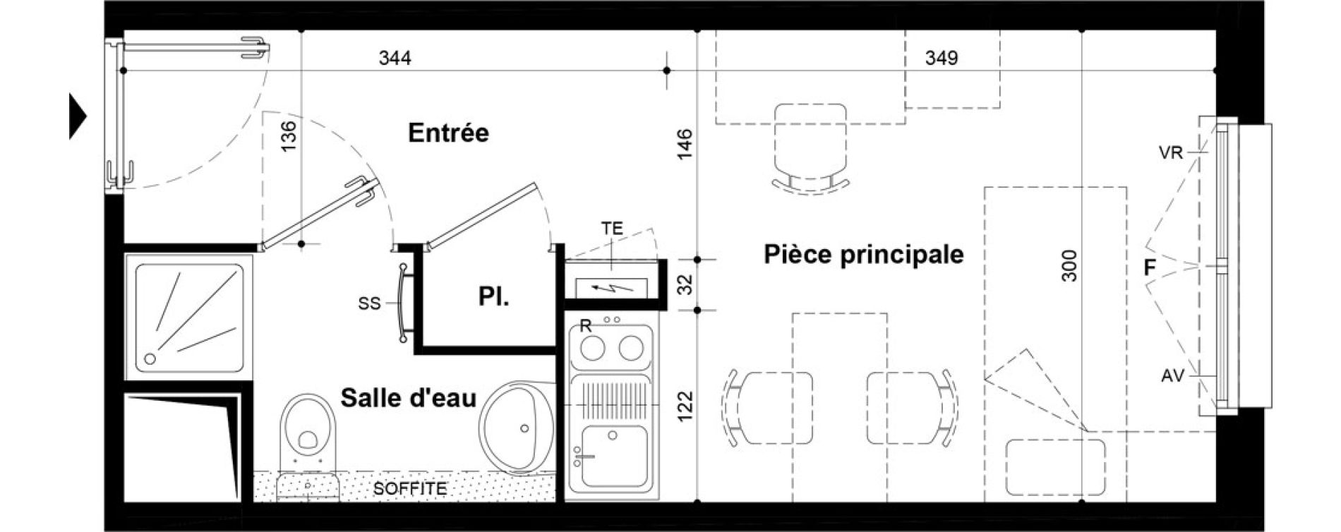 Studio meubl&eacute; de 19,75 m2 &agrave; Villeneuve-Saint-Georges Ch&acirc;teau de bellevue