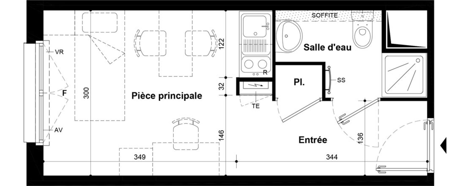 Studio meubl&eacute; de 19,75 m2 &agrave; Villeneuve-Saint-Georges Ch&acirc;teau de bellevue