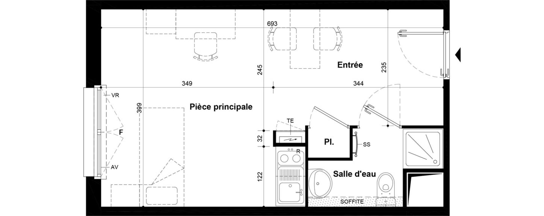 Studio meubl&eacute; de 26,67 m2 &agrave; Villeneuve-Saint-Georges Ch&acirc;teau de bellevue