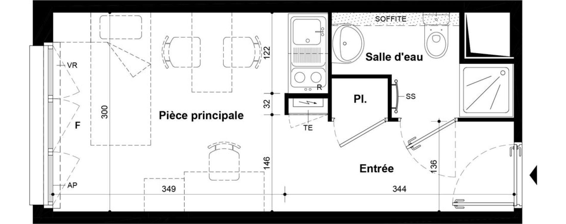 Studio meubl&eacute; de 19,75 m2 &agrave; Villeneuve-Saint-Georges Ch&acirc;teau de bellevue